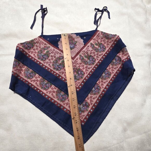 Vtg Womens Handmade French Scarf Crop Top Small Tie Straps Boho Festival Hippie - Picture 10 of 10